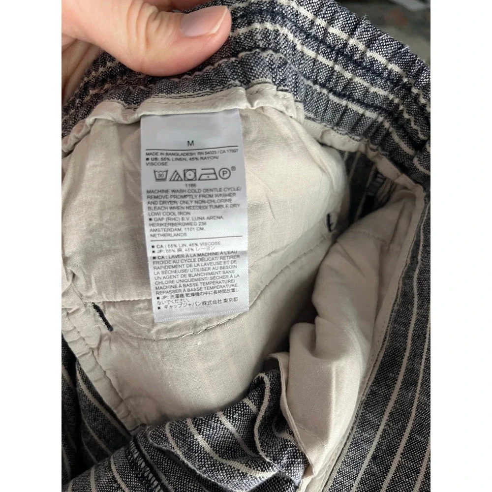 Banana Republic Linen Blend Striped Wide Leg Pants Size‎ Medium Coastal Capsule